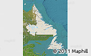 Shaded Relief Map of Newfoundland and Labrador, satellite outside