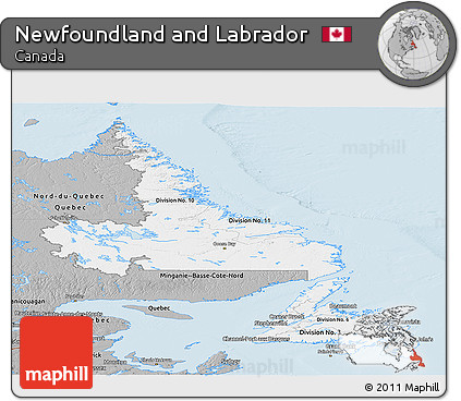 Gray Panoramic Map of Newfoundland and Labrador
