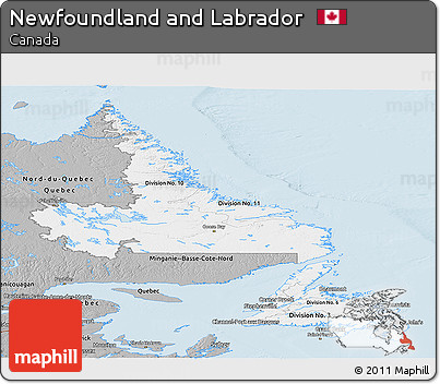 Gray Panoramic Map of Newfoundland and Labrador