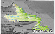 Physical Panoramic Map of Newfoundland and Labrador, darken, desaturated