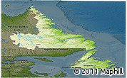 Physical Panoramic Map of Newfoundland and Labrador, darken