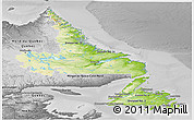 Physical Panoramic Map of Newfoundland and Labrador, desaturated