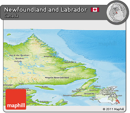 Physical Panoramic Map of Newfoundland and Labrador