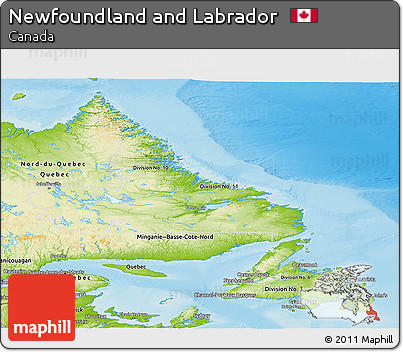 Physical Panoramic Map of Newfoundland and Labrador