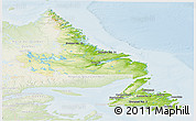 Physical Panoramic Map of Newfoundland and Labrador, lighten