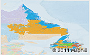 Political Panoramic Map of Newfoundland and Labrador, lighten