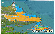 Political Panoramic Map of Newfoundland and Labrador, satellite outside