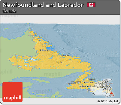 Savanna Style Panoramic Map of Newfoundland and Labrador, single color outside