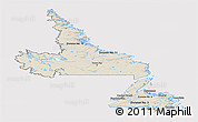 Shaded Relief Panoramic Map of Newfoundland and Labrador, cropped outside