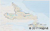 Shaded Relief Panoramic Map of Newfoundland and Labrador, lighten