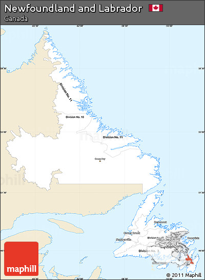 Classic Style Simple Map of Newfoundland and Labrador, single color outside