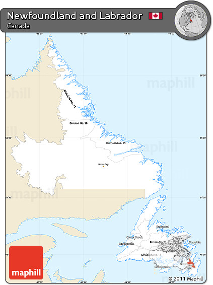 Classic Style Simple Map of Newfoundland and Labrador, single color outside