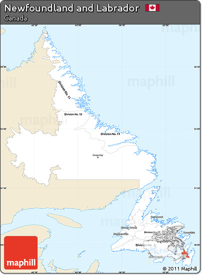 Classic Style Simple Map of Newfoundland and Labrador, single color outside
