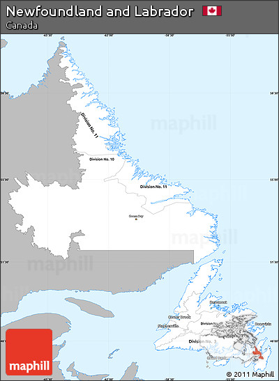 Gray Simple Map of Newfoundland and Labrador, single color outside