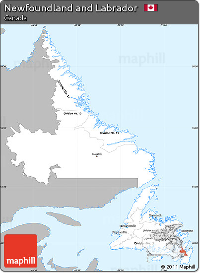 Gray Simple Map of Newfoundland and Labrador, single color outside