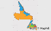 Political Simple Map of Newfoundland and Labrador, cropped outside