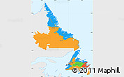 Political Simple Map of Newfoundland and Labrador, single color outside