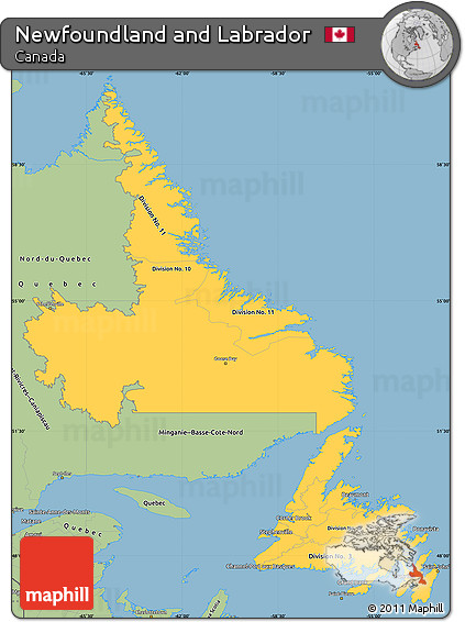 Savanna Style Simple Map of Newfoundland and Labrador
