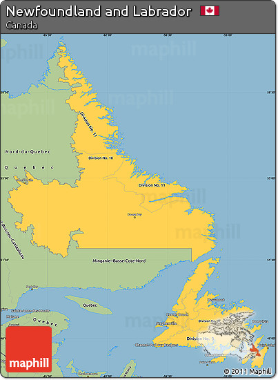 Savanna Style Simple Map of Newfoundland and Labrador