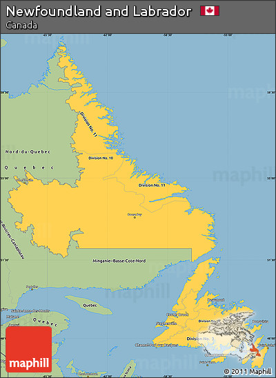 Savanna Style Simple Map of Newfoundland and Labrador