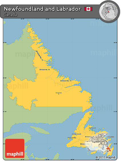 Savanna Style Simple Map of Newfoundland and Labrador, single color outside