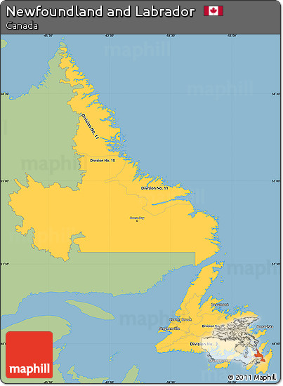 Savanna Style Simple Map of Newfoundland and Labrador, single color outside