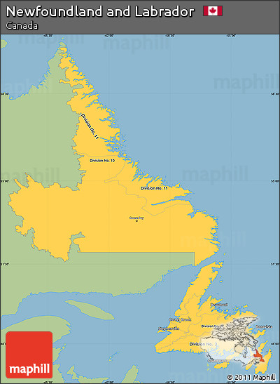 Savanna Style Simple Map of Newfoundland and Labrador, single color outside