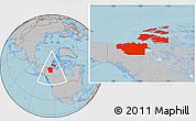Gray Location Map of Inuvik, hill shading