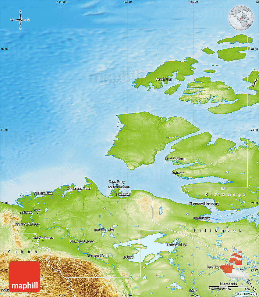 Physical Map of Inuvik