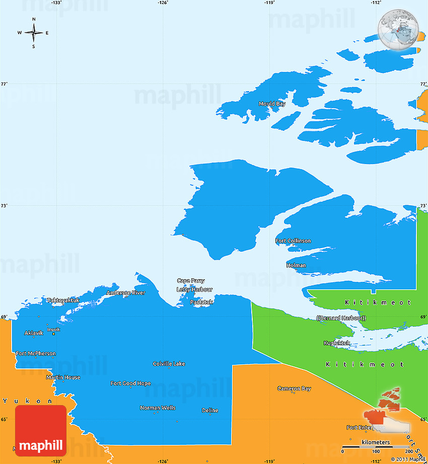 Political Simple Map of Inuvik