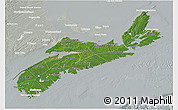 Satellite 3D Map of Nova Scotia, lighten, semi-desaturated