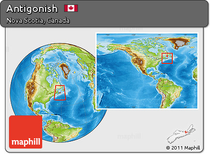 Physical Location Map of Antigonish, within the entire country