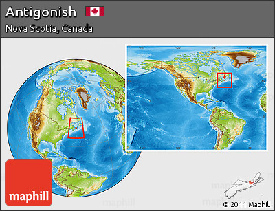 Physical Location Map of Antigonish, within the entire country