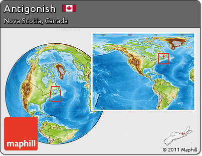 Physical Location Map of Antigonish, within the entire country
