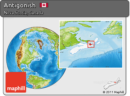 Physical Location Map of Antigonish, highlighted parent region