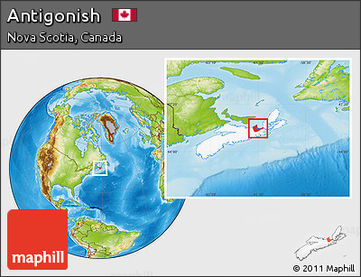 Physical Location Map of Antigonish, highlighted parent region