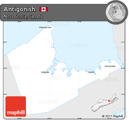 Silver Style Simple Map of Antigonish, single color outside