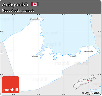 Silver Style Simple Map of Antigonish, single color outside