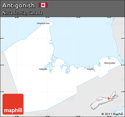 Silver Style Simple Map of Antigonish, single color outside