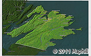 Satellite 3D Map of Cape Breton, darken