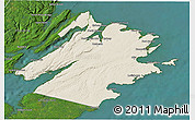 Shaded Relief 3D Map of Cape Breton, satellite outside