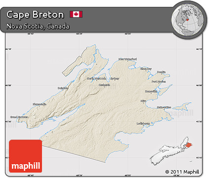 Shaded Relief Map of Cape Breton, cropped outside