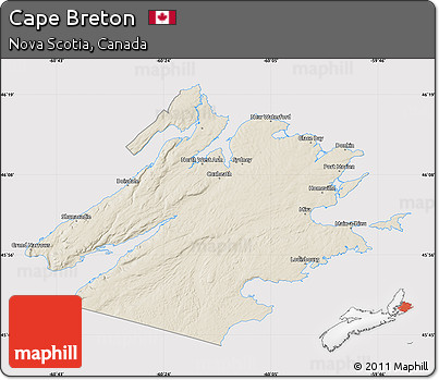 Shaded Relief Map of Cape Breton, cropped outside