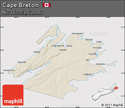 Shaded Relief Map of Cape Breton, cropped outside