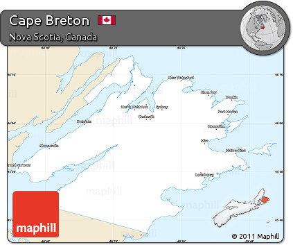 Classic Style Simple Map of Cape Breton, single color outside