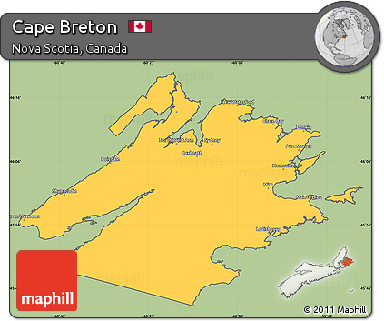 Savanna Style Simple Map of Cape Breton, cropped outside
