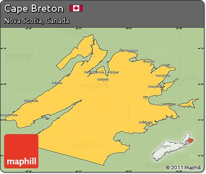 Savanna Style Simple Map of Cape Breton, cropped outside
