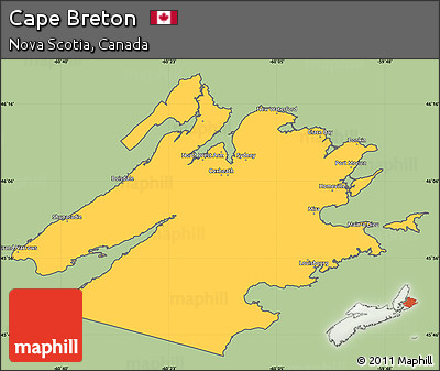 Savanna Style Simple Map of Cape Breton, cropped outside