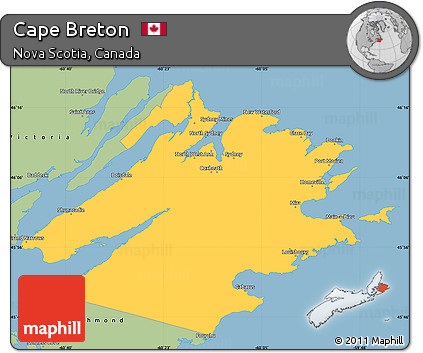 Savanna Style Simple Map of Cape Breton