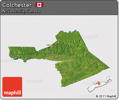 Satellite 3D Map of Colchester, cropped outside